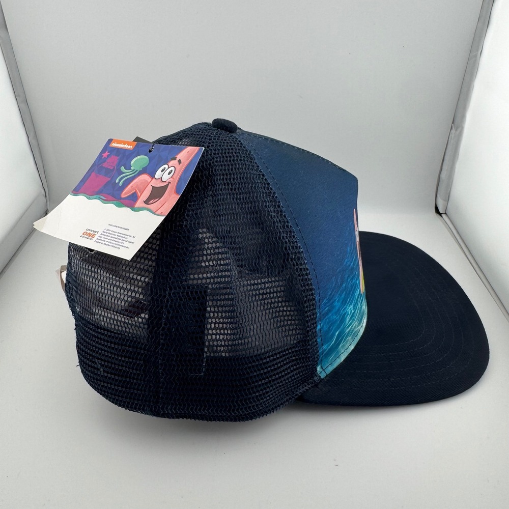 Nickelodeon SpongeBob SquarePants Trucker Hat OS Navy Blue NWT Graphic Snapback - Picture 2 of 7